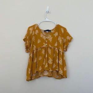 Yellow floral Baby Doll Shirt